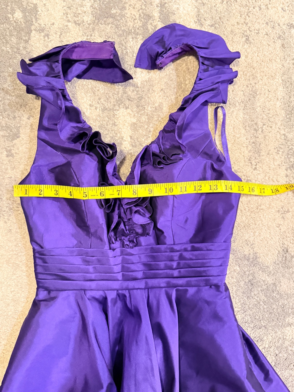 Angelina Faccenda Purple Ruffled Halter Fit & Flare Dress - Picture 5 of 7